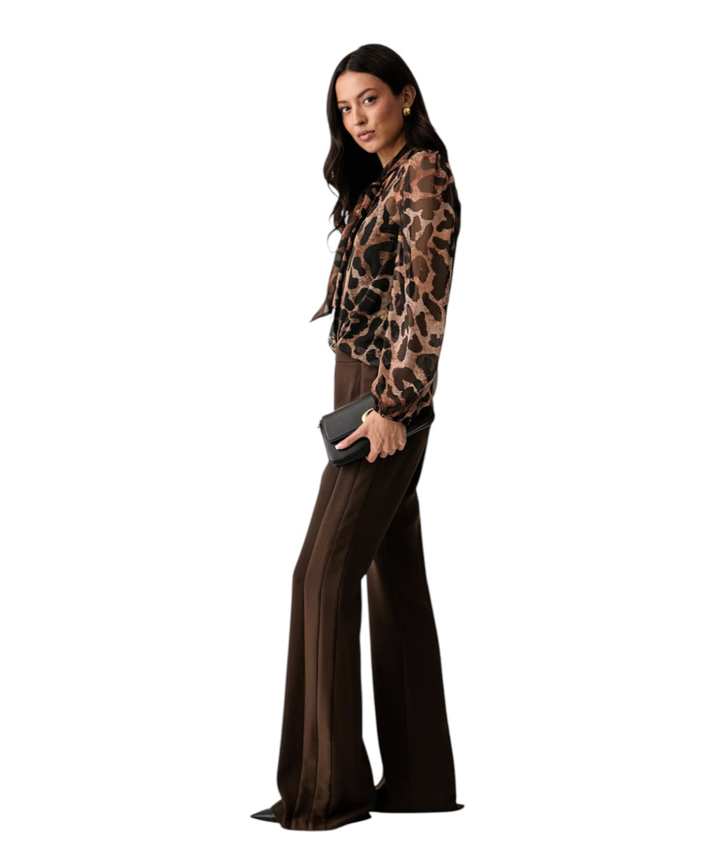 Pantalones Twinset de talle alto con pierna acampanada