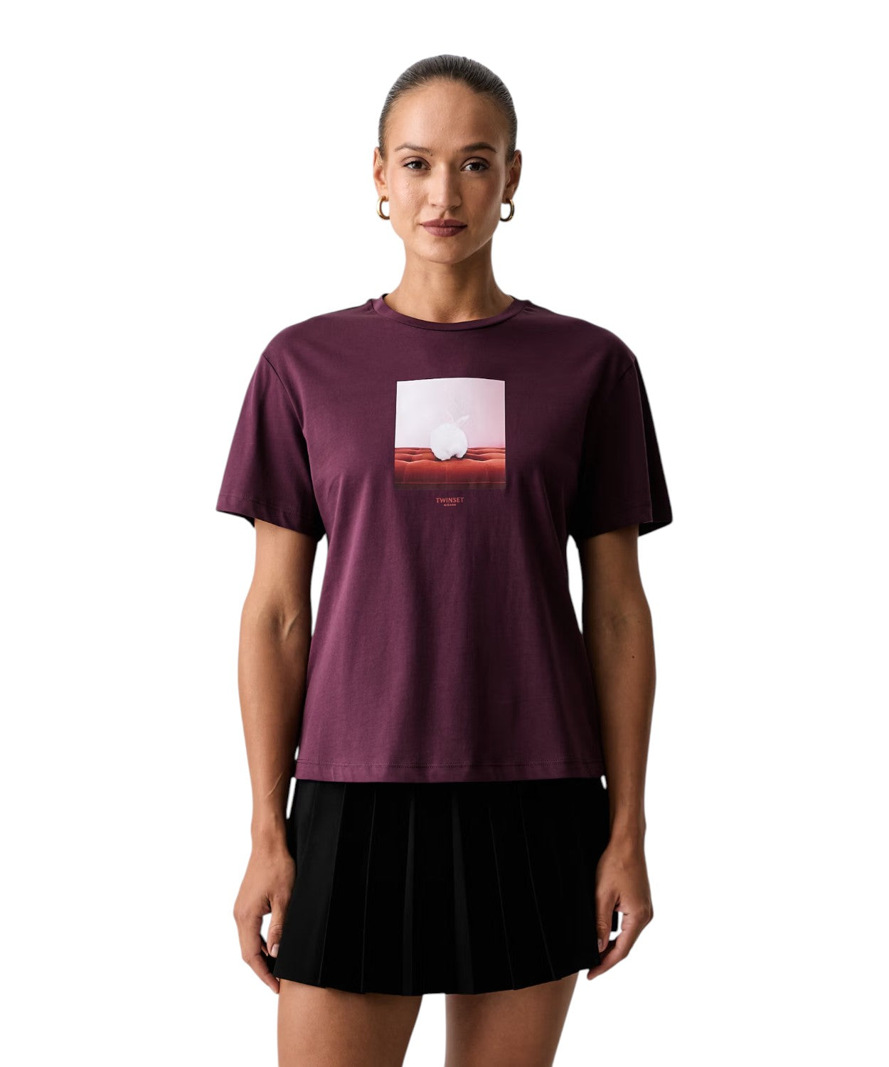 T-shirt donna cotone con stampa animale Twinset