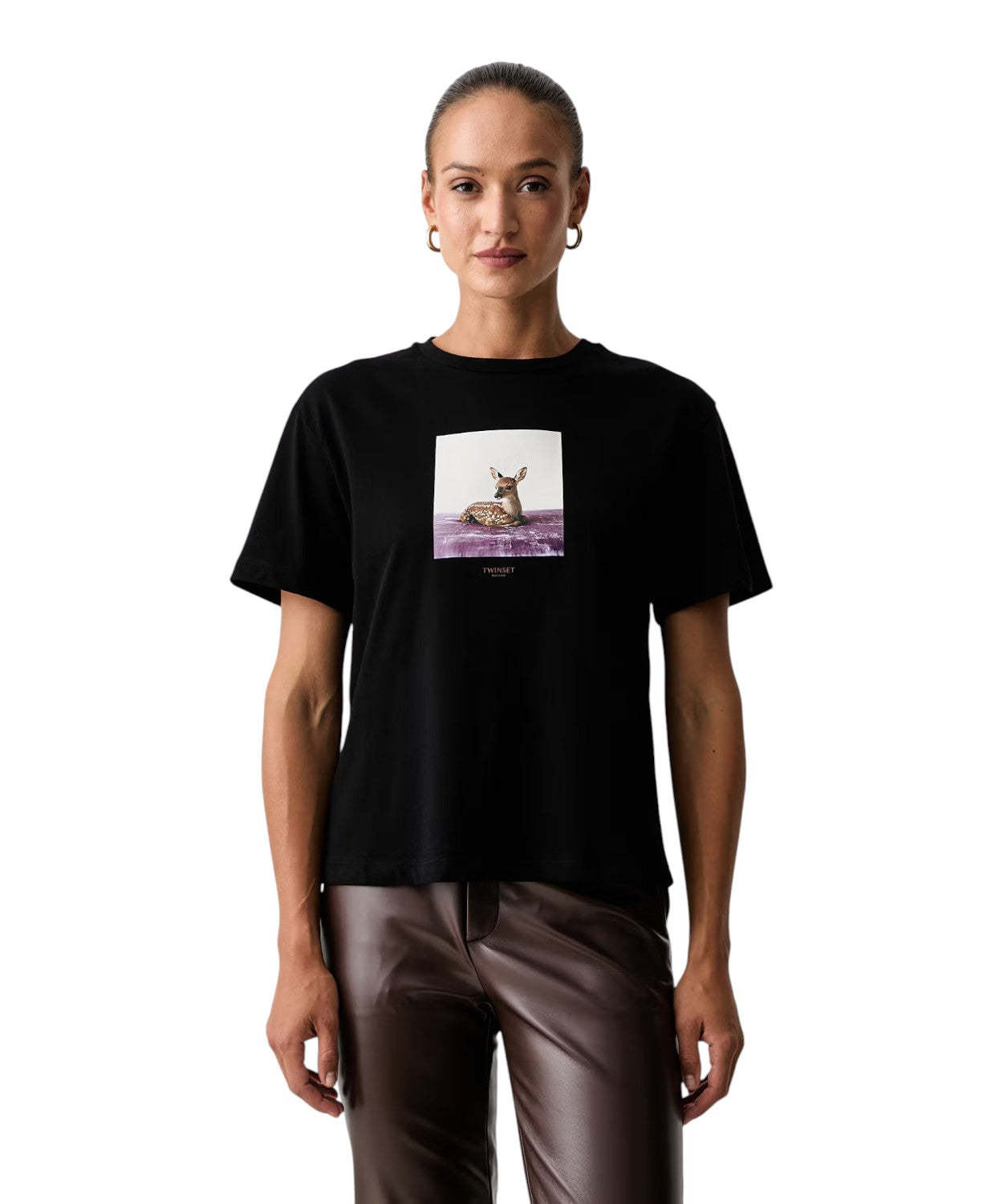T-shirt donna cotone stampa animale Twinset
