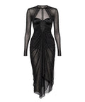GCDS Sparkling Draped Dress Black with Crystals