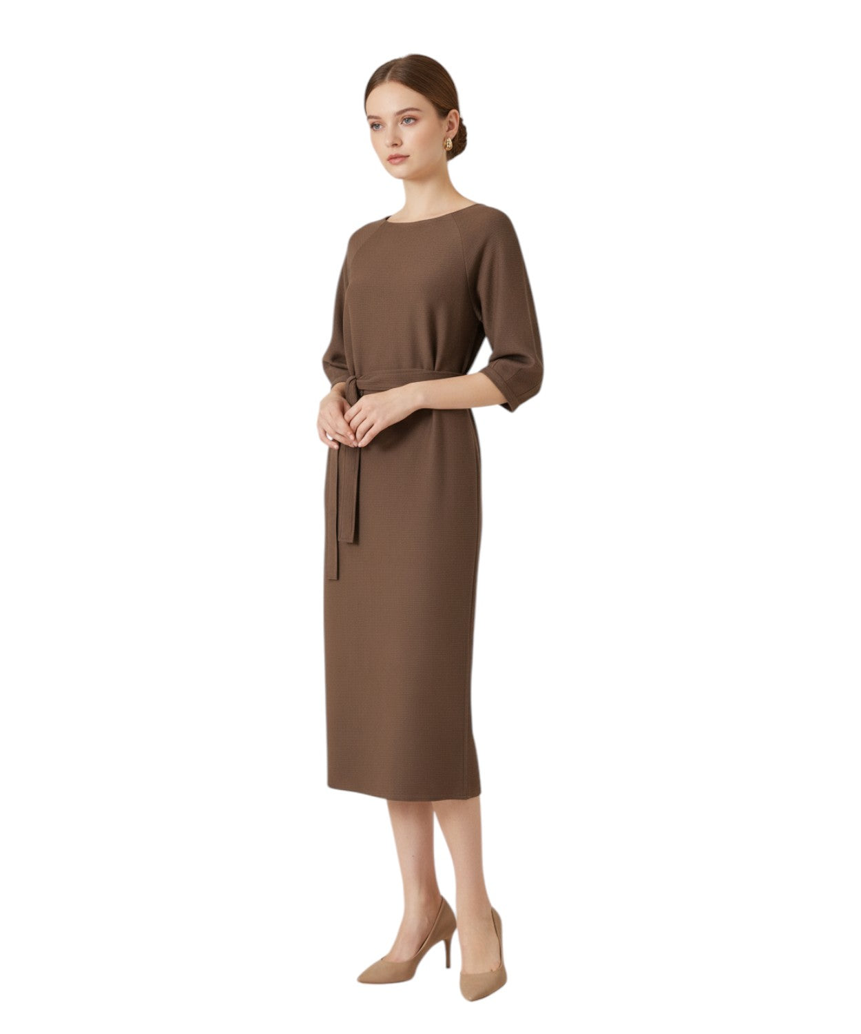 Max Mara dames lange jurk van jersey met ceintuur
