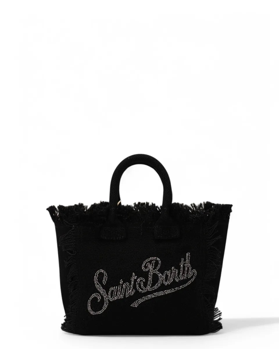 Borsa Mini Vanity in Tela Denim Nero con Strass-Mc2 Saint Barth-Borse a mano-Vittorio Citro Boutique