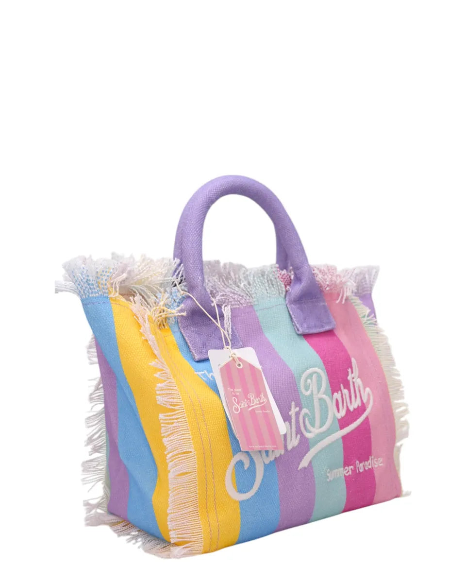 Borsa a mano Colette in tela con stampa a righe-Borse a mano-Mc2 Saint Barth-Vittorio Citro Boutique