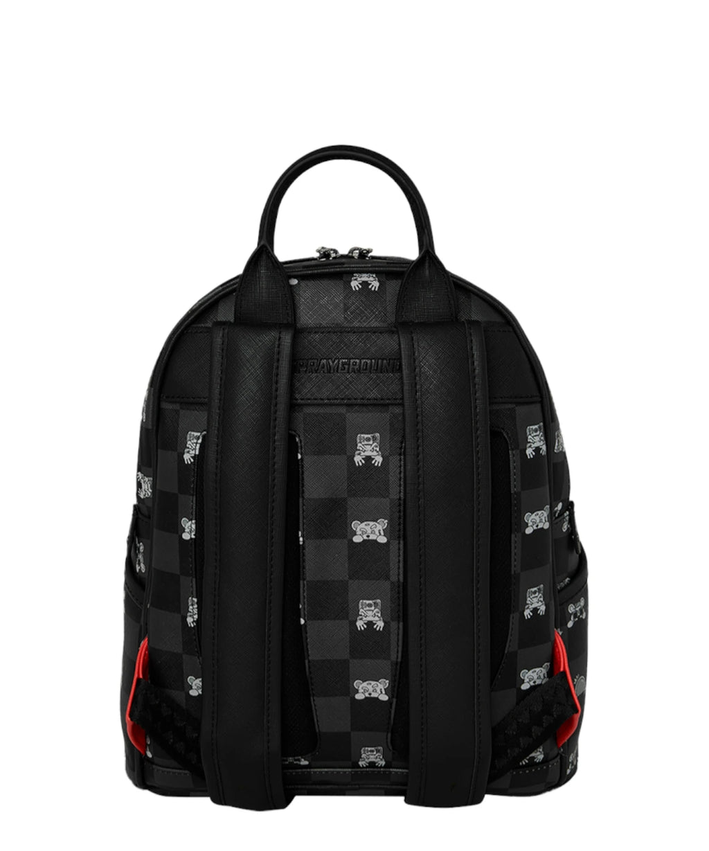 Sprayground Gray Peeking Character Check Shark Backpack