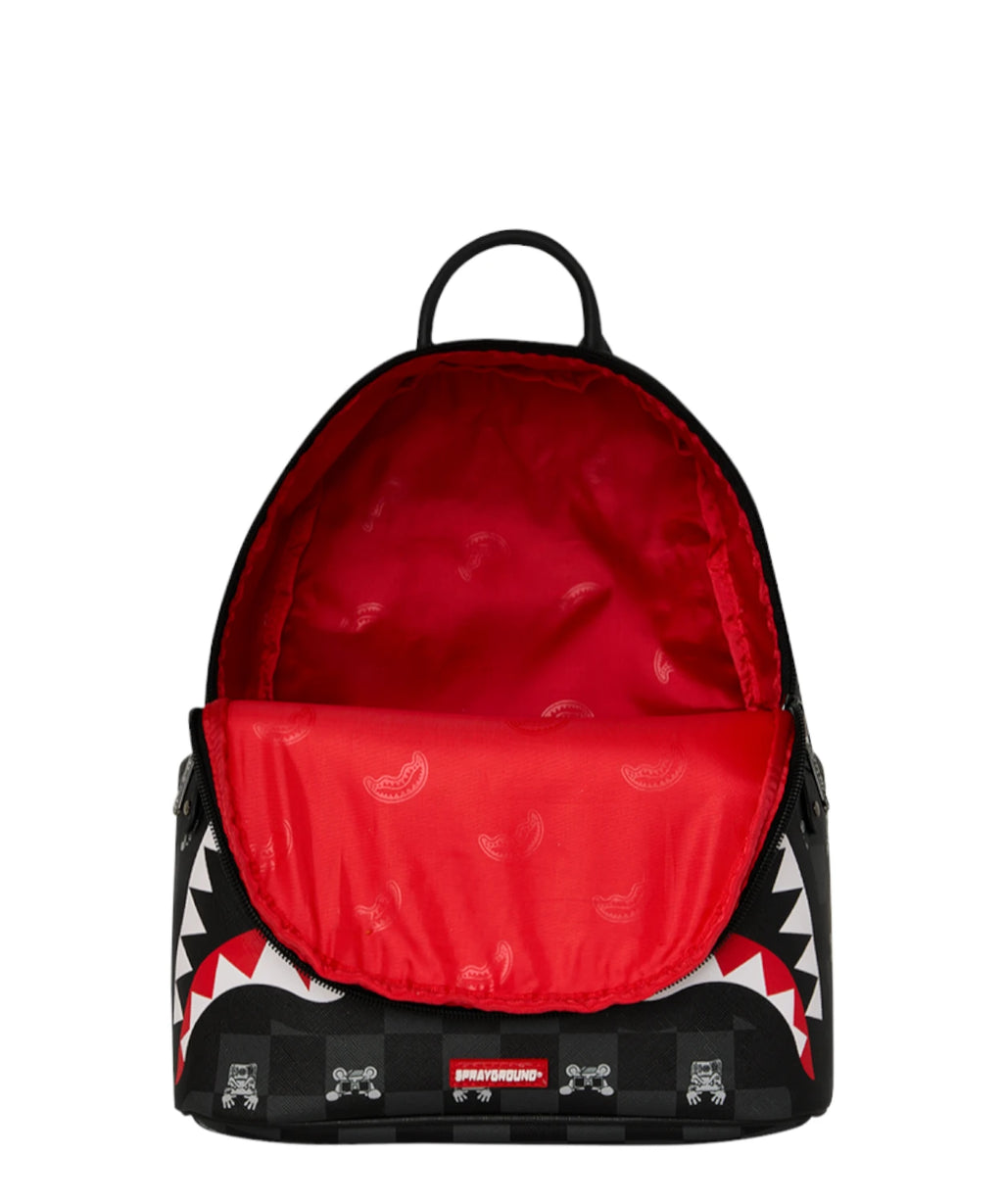 Sprayground Gray Peeking Character Check Shark Backpack