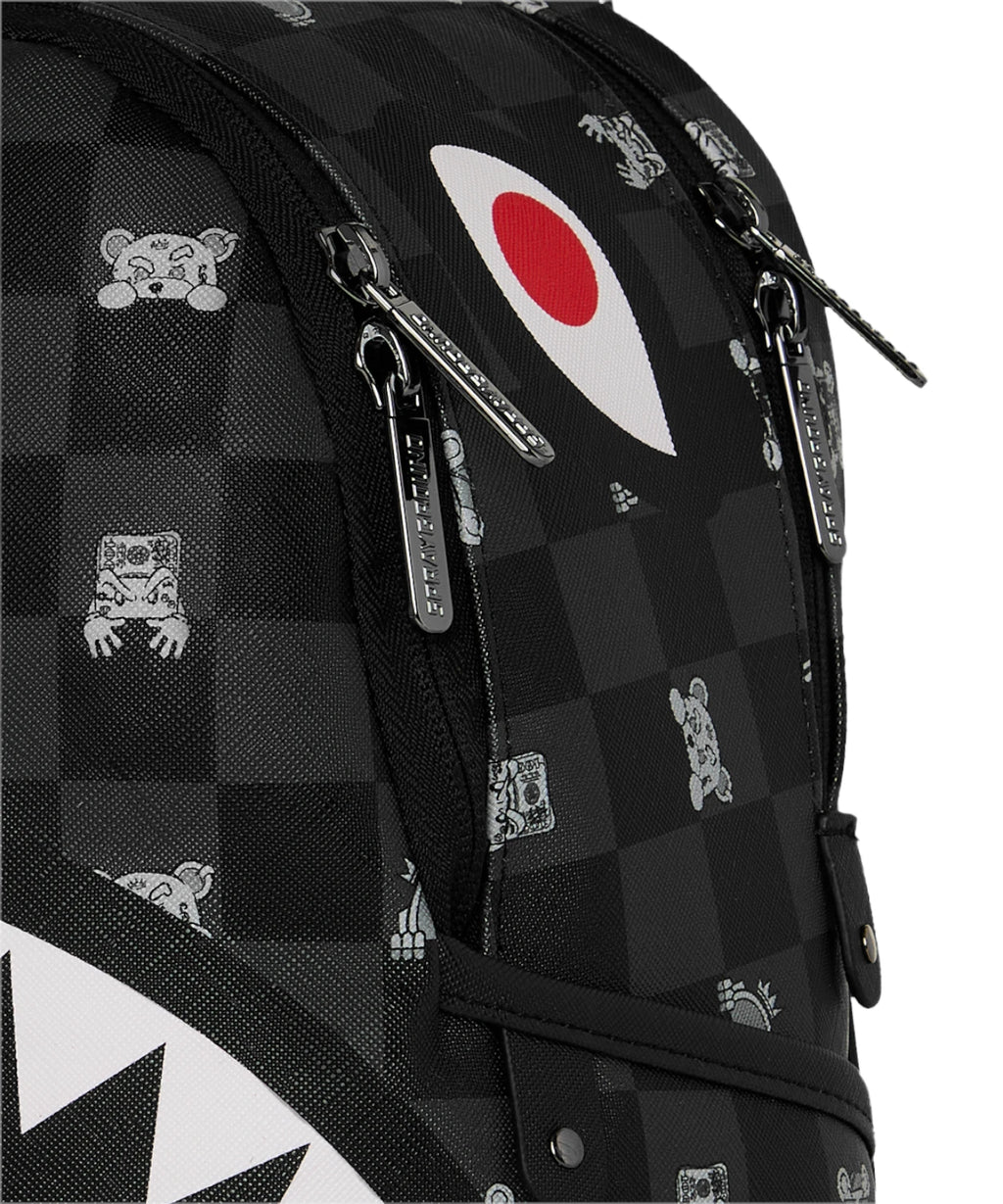 Sprayground Gray Peeking Character Check Shark Backpack