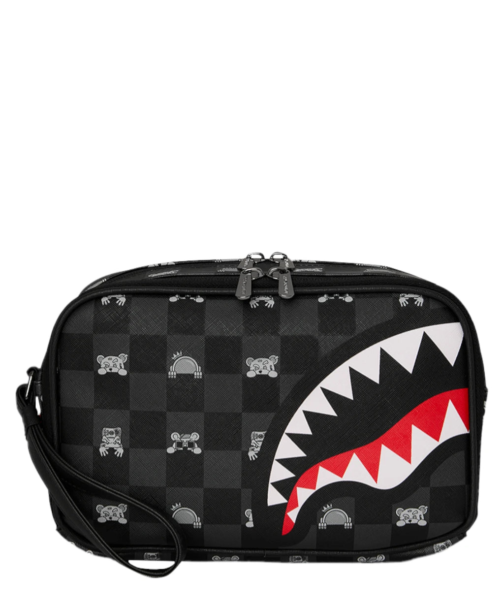 Sprayground Grijze Peeking Character Check Toilettas Brick Beauty Case
