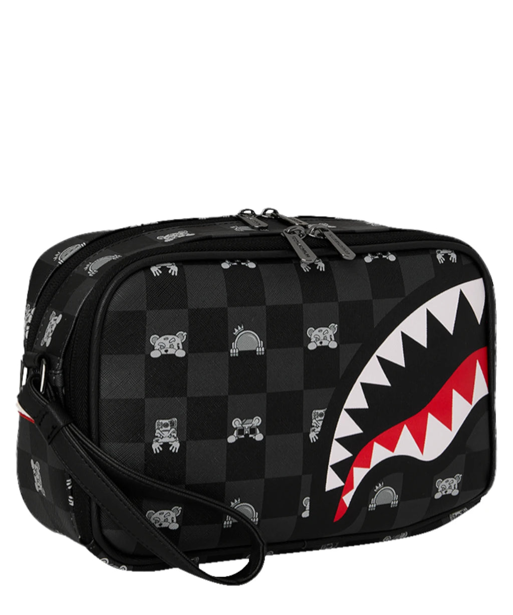 Sprayground Grijze Peeking Character Check Toilettas Brick Beauty Case