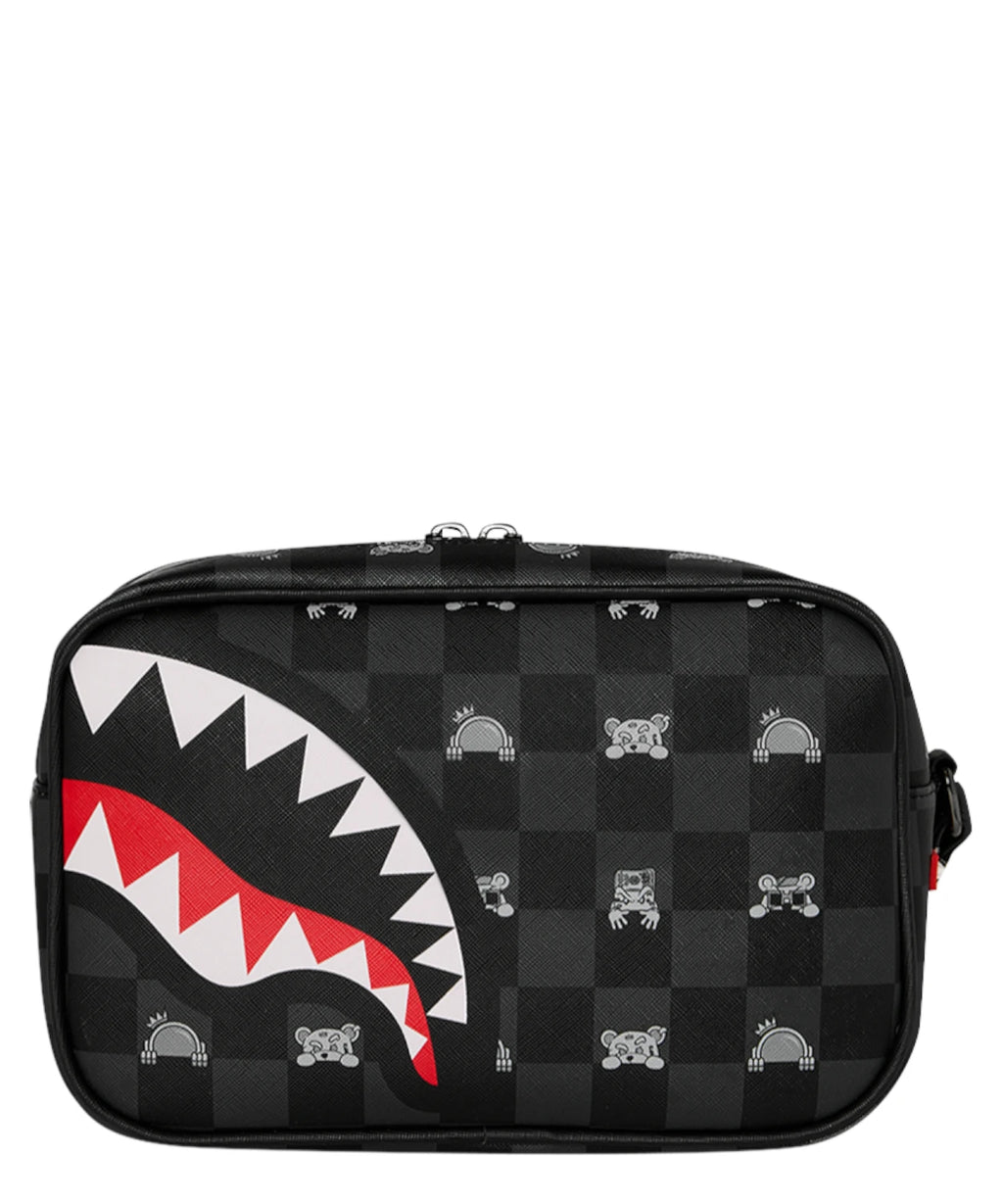Sprayground Grijze Peeking Character Check Toilettas Brick Beauty Case