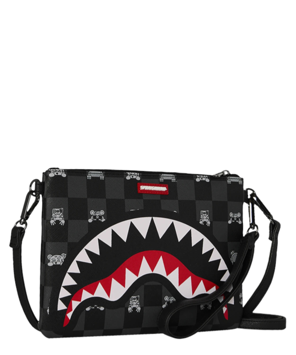 Sprayground crossbody pochette con grafica shark