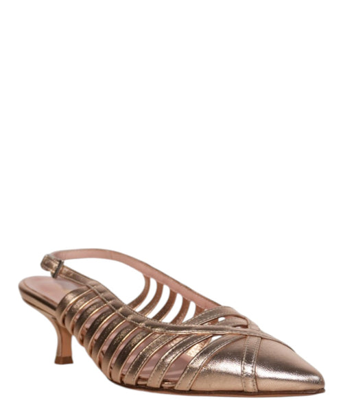 Slingback Donna Eleganti in Pelle Laminata con Intreccio