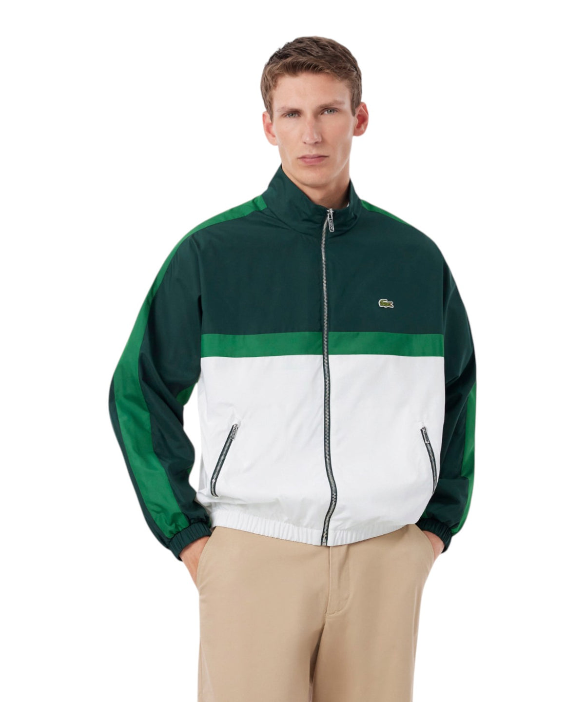 Lacoste Colorblock-jakke til mænd i teknisk taft
