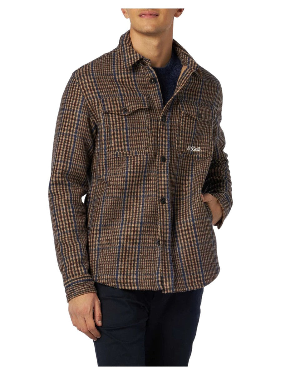 Camicia in Principe di Galles di lana con tasche e toppe-Mc2 Saint Barth-Camicie-Vittorio Citro Boutique