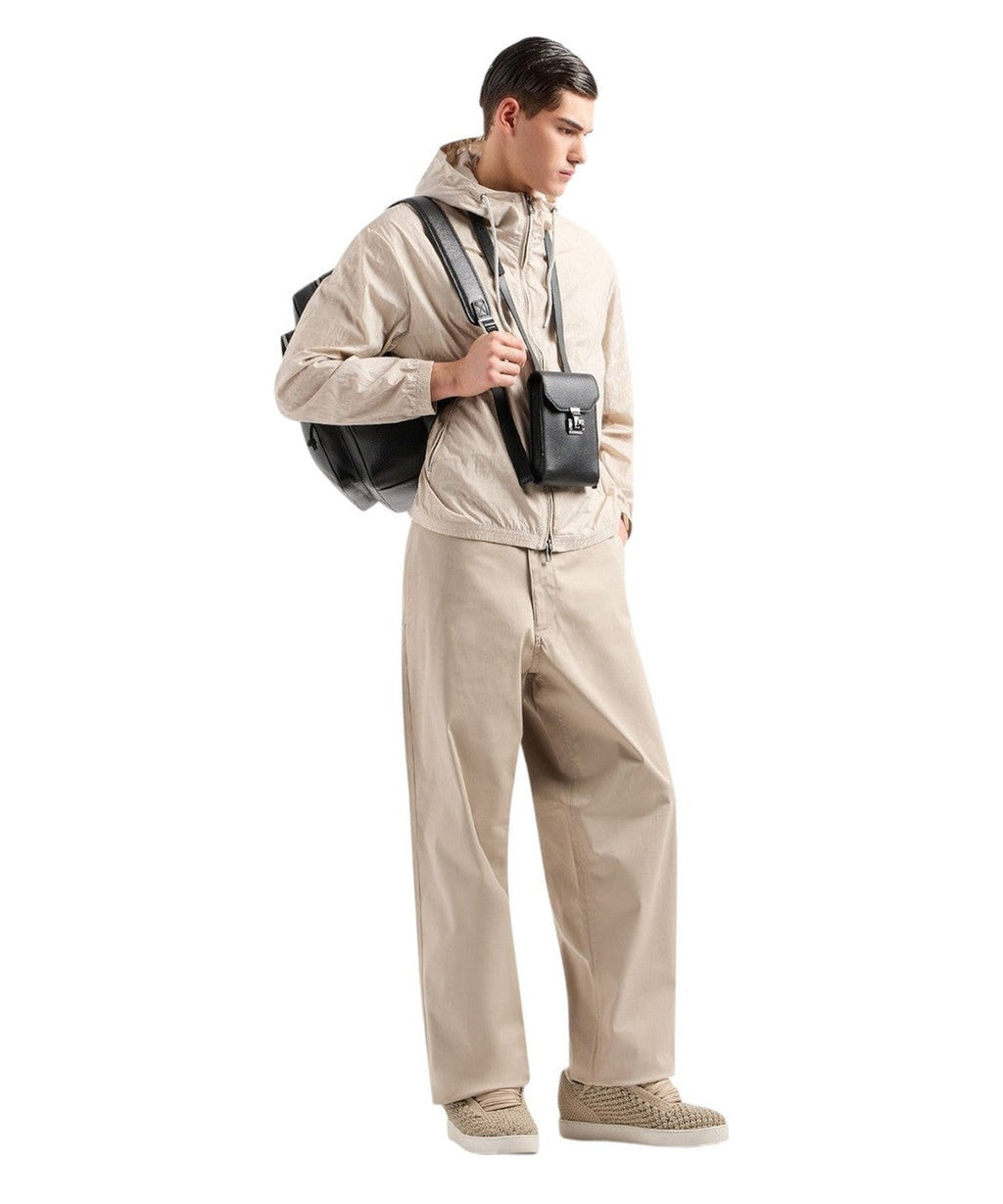 Blouson con cappuccio e zip in nylon light jacquard lettering all over-Emporio Armani-Giacche-Vittorio Citro Boutique