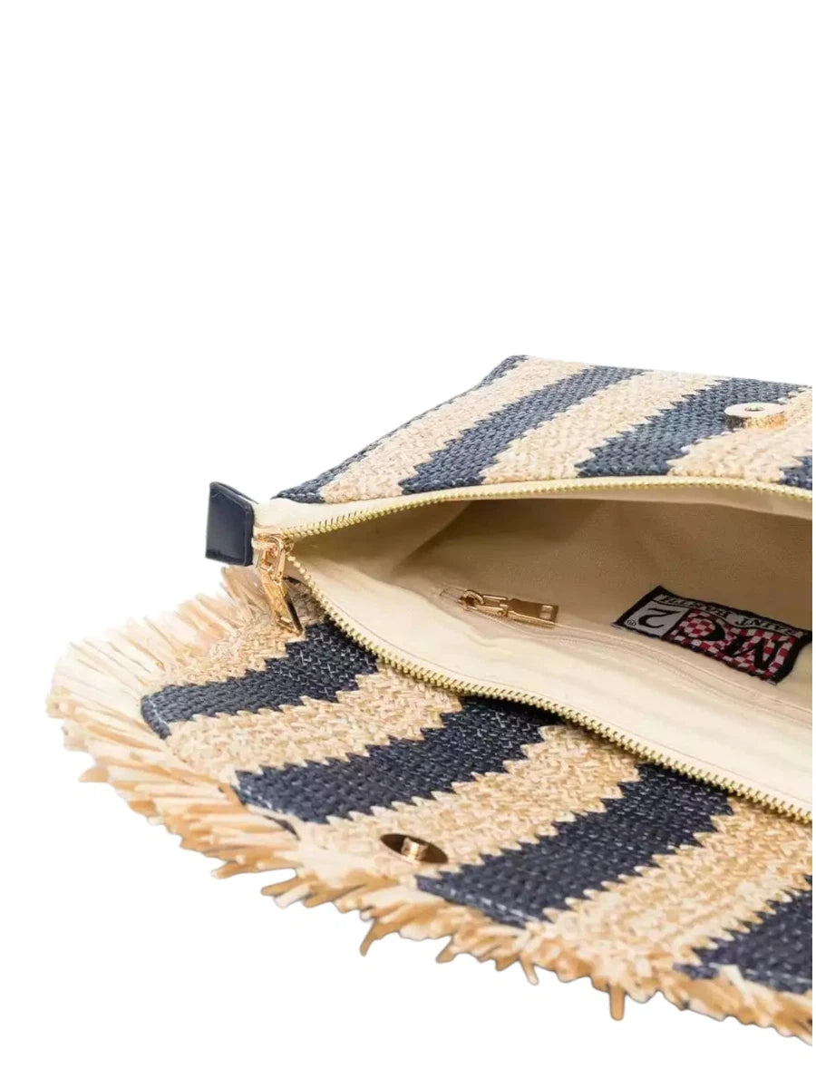 Pochette Elegante in Paglia con Frange e Strisce-Pochette-Mc2 Saint Barth-Vittorio Citro Boutique