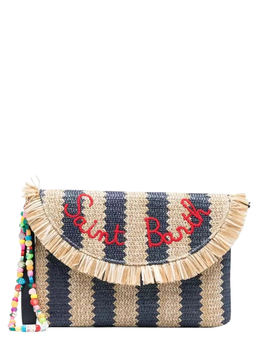 Pochette Elegante in Paglia con Frange e Strisce-Pochette-Mc2 Saint Barth-Vittorio Citro Boutique