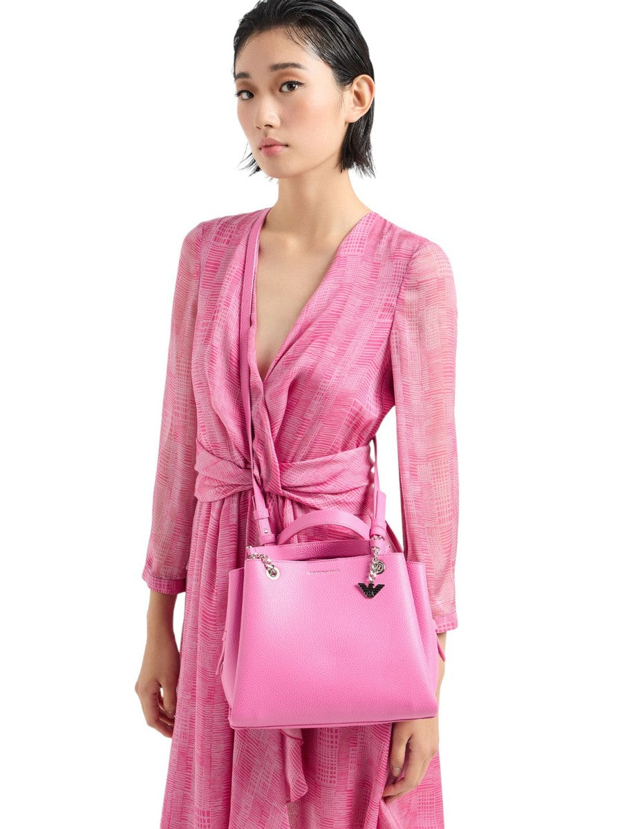 Borsa a Mano Effetto Palmellato con Charm Aquila: Eleganza Quotidiana-Emporio Armani-Borse a mano-Vittorio Citro Boutique