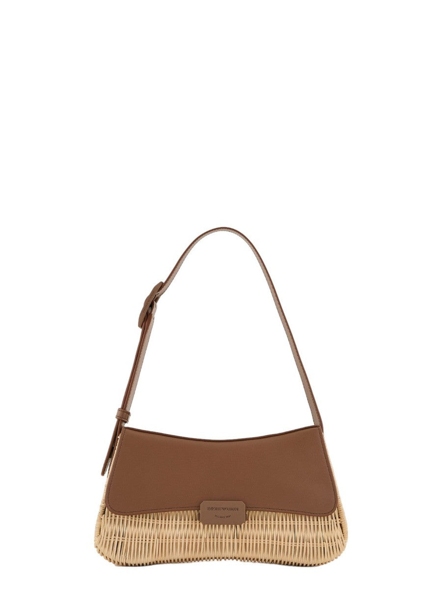 Borsa a spalla baguette in midollino-Emporio Armani-Borse a spalla-Vittorio Citro Boutique