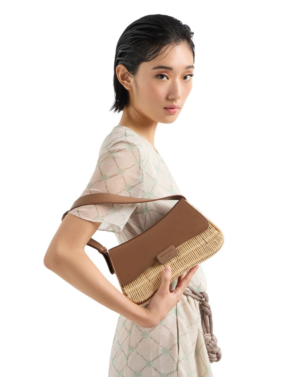 Borsa a spalla baguette in midollino-Emporio Armani-Borse a spalla-Vittorio Citro Boutique