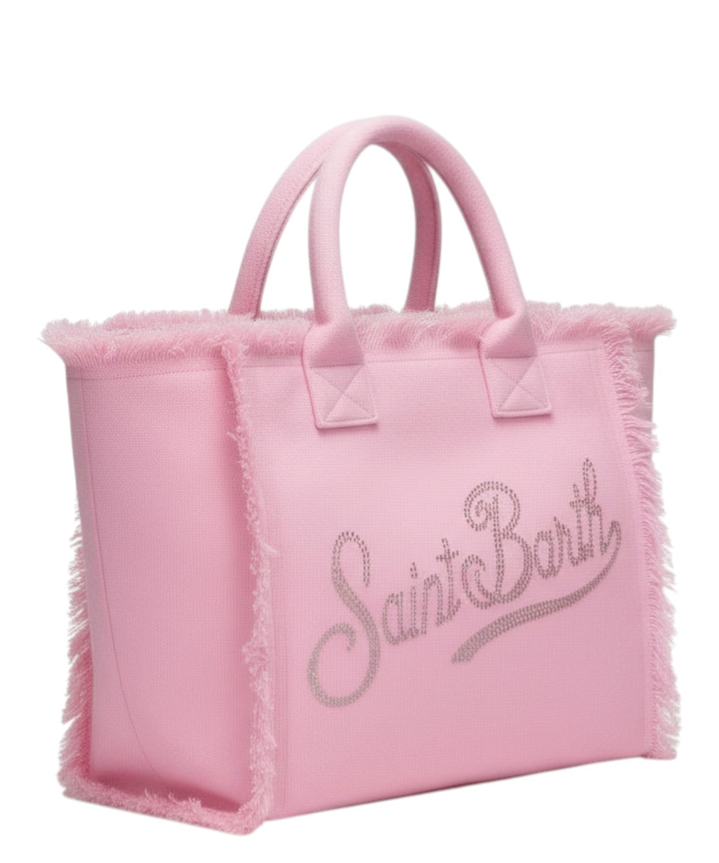 MC2 Saint Barth Vanity Bag in Canvas con Logo Strass