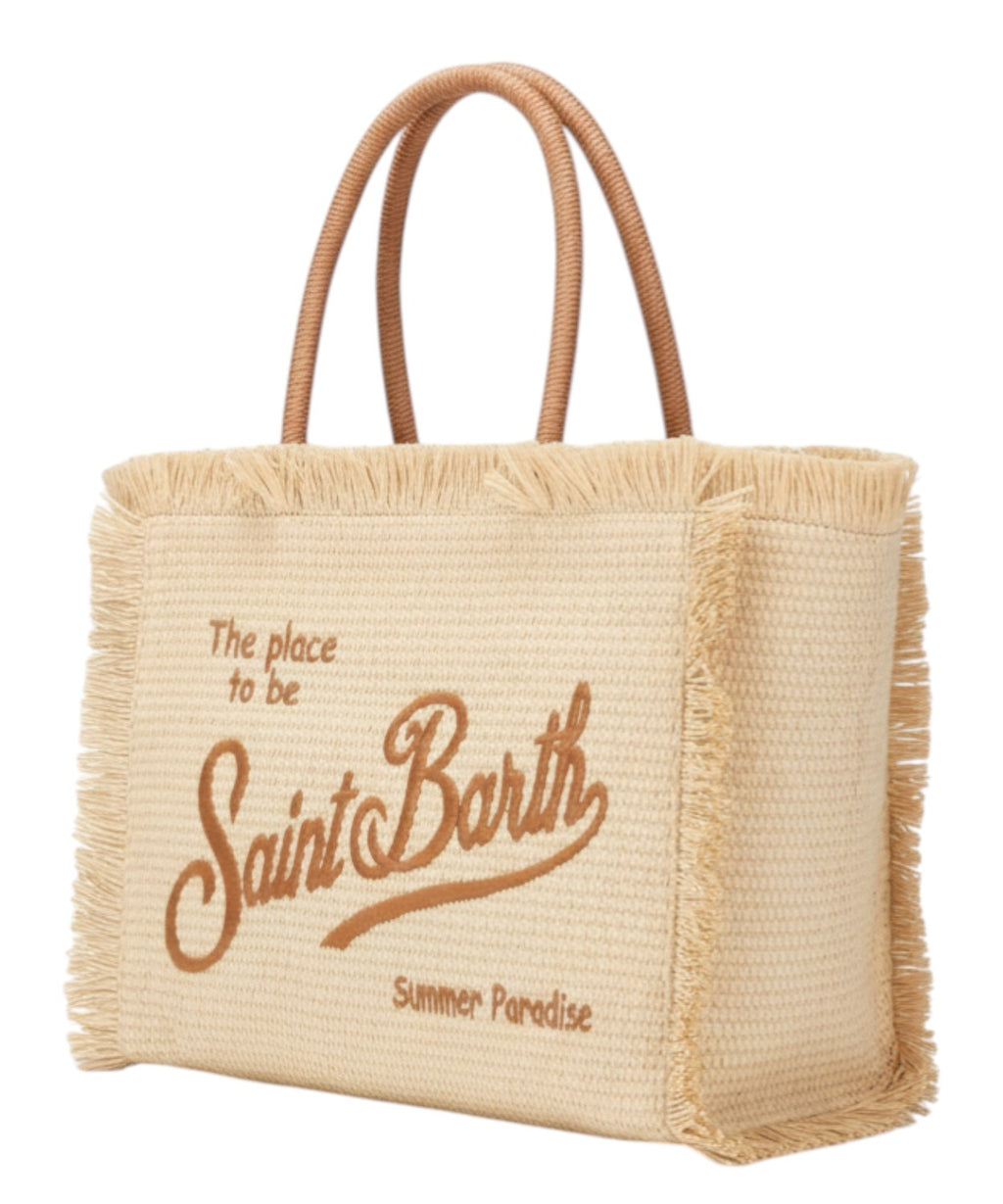 Borse Vanity MC2 Saint Barth in Paglia con logo e manici a Contrasto