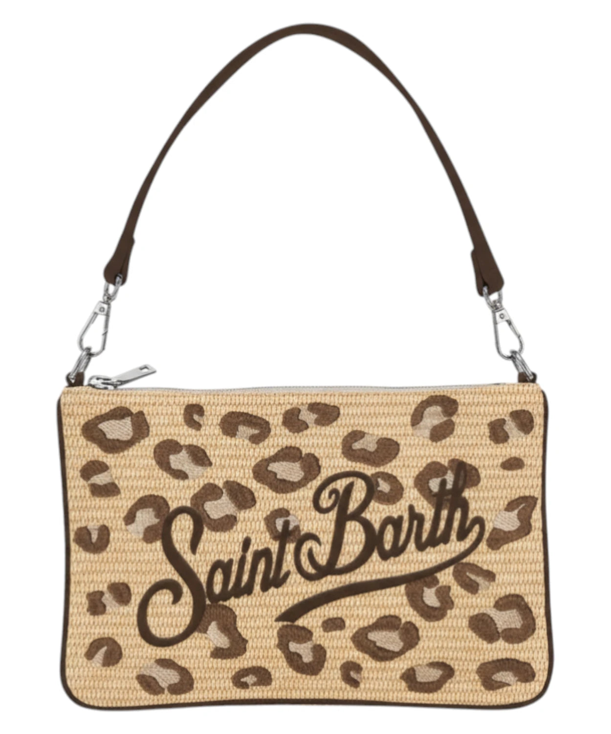 Borsa a spalla MC2 Saint Barth leopardata in rafia