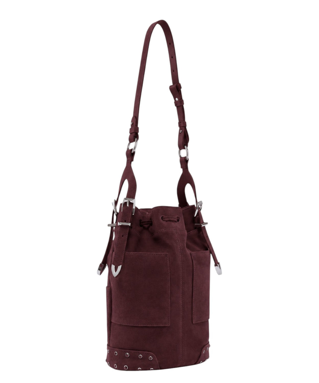 Pinko Mini-emmermodel van suède met studs en schouderriem