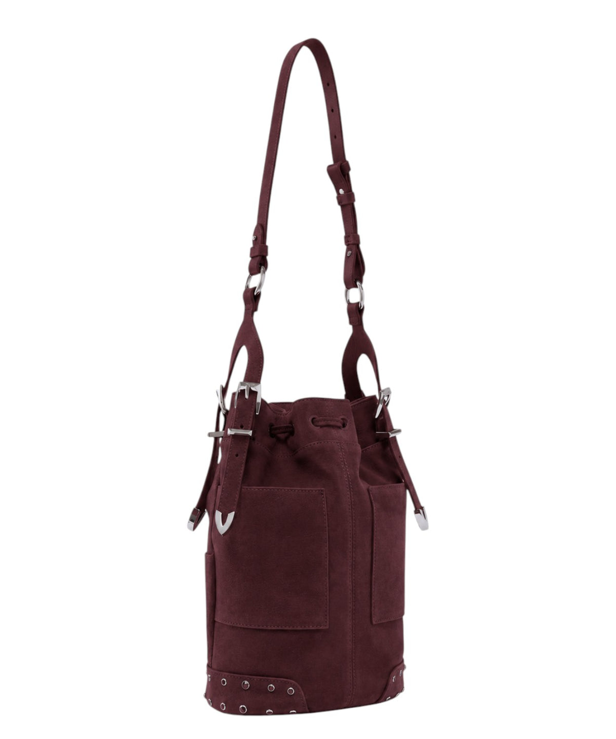 Pinko Mini-emmermodel van suède met studs en schouderriem