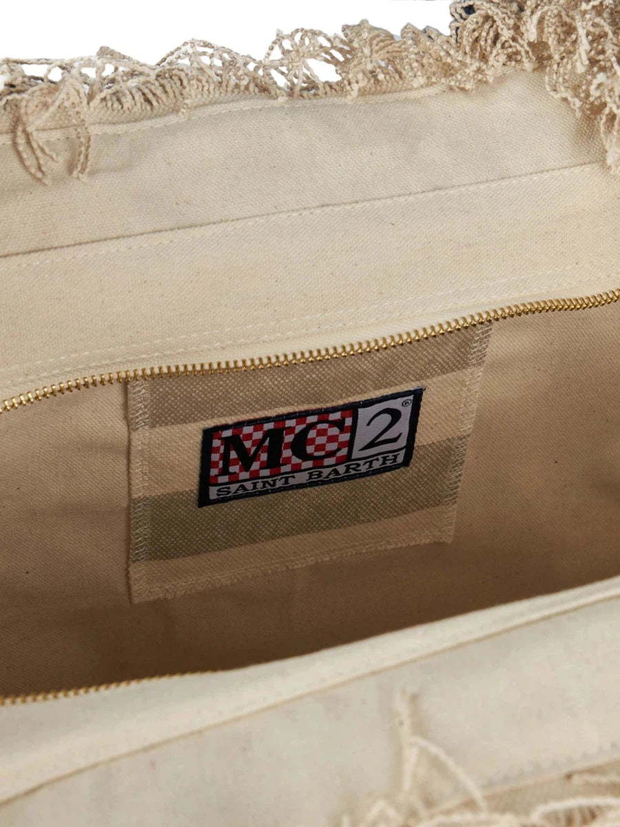Borsa Tote Vanity a Righe in Tela di Cotone-Borse a mano-Mc2 Saint Barth-Vittorio Citro Boutique
