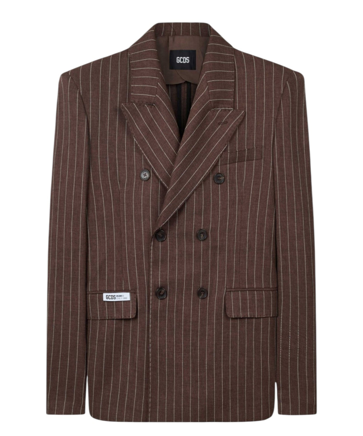 Dvouřadé proužkované sako GCDS Preppy s logem