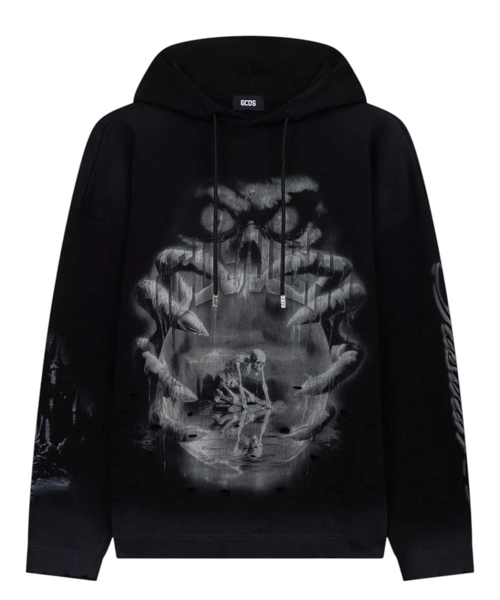 Sudadera Gothic oversize con capucha y estampados gráficos