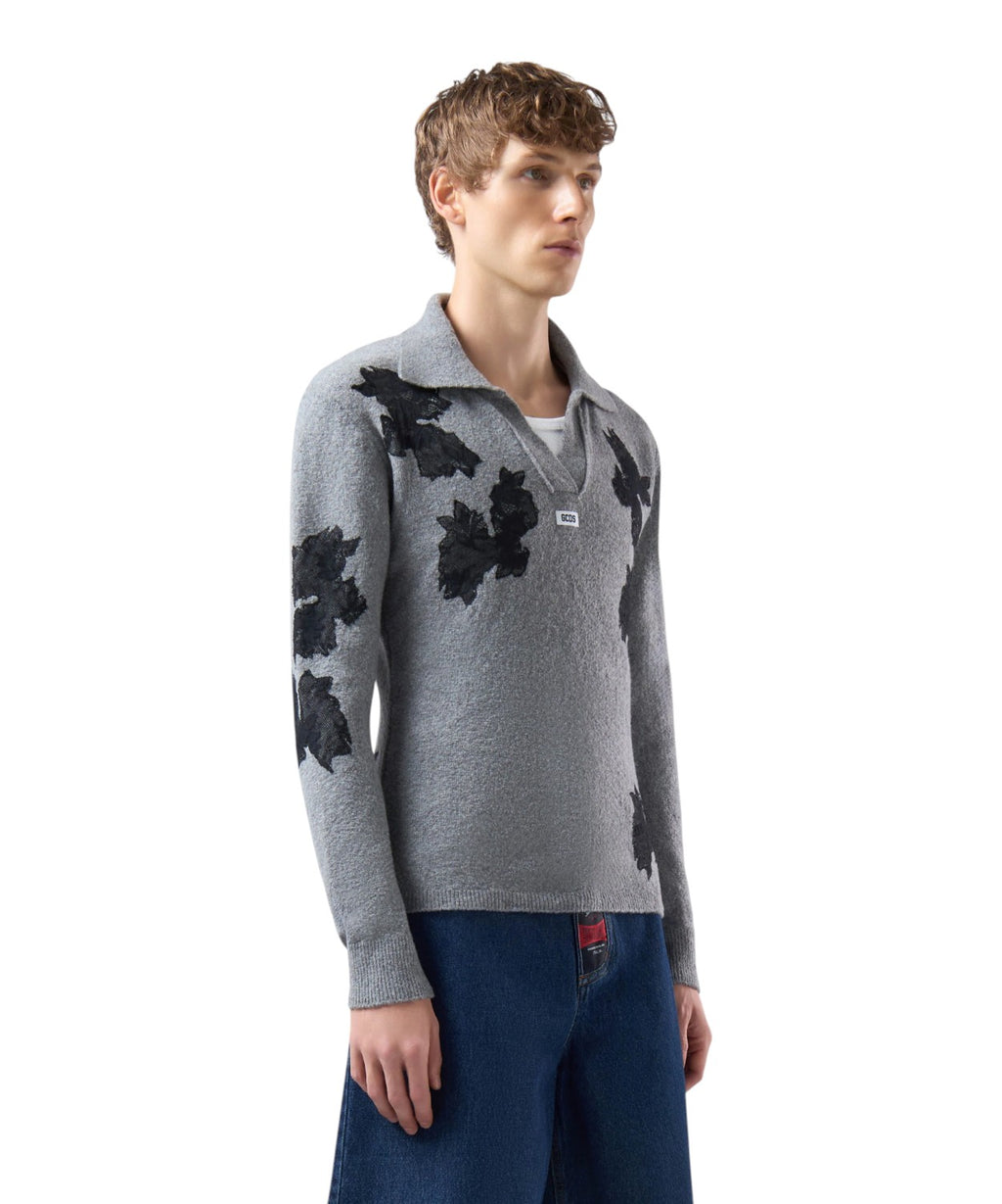 Poloshirts GCDS broderet i blød uld med blomster
