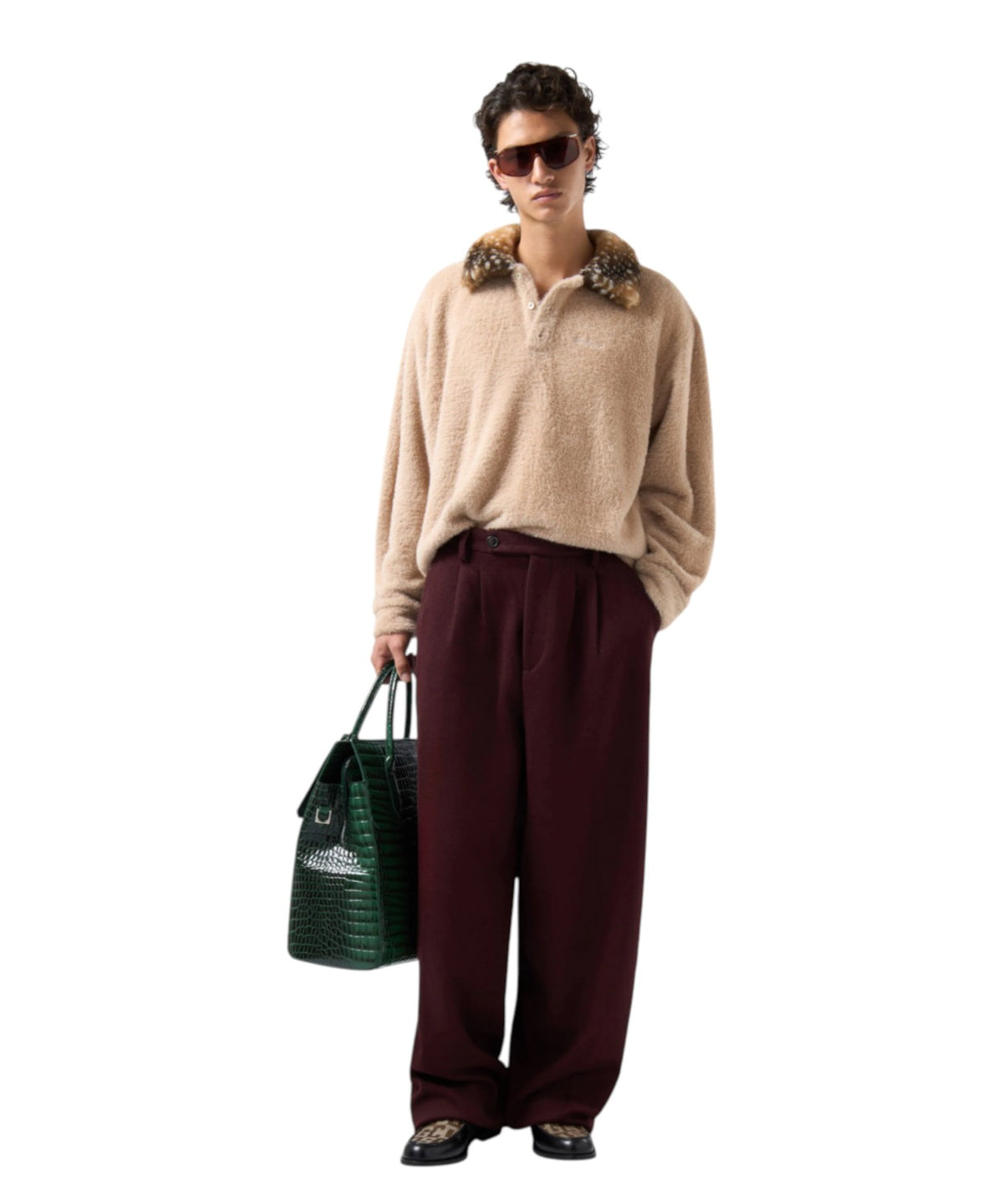 GCDS Hosen aus Wollmischung mit weitem Bein