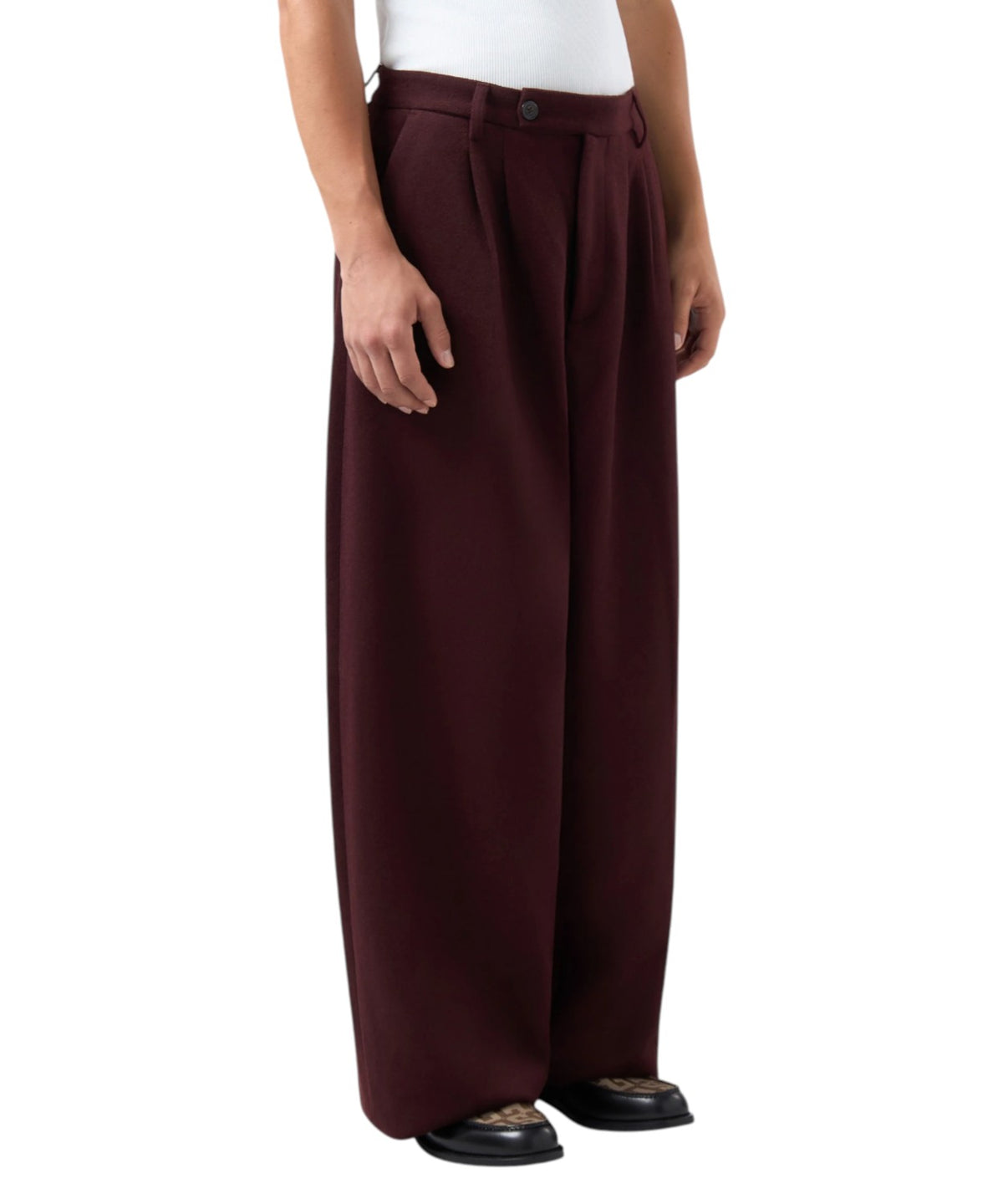 GCDS Hosen aus Wollmischung mit weitem Bein