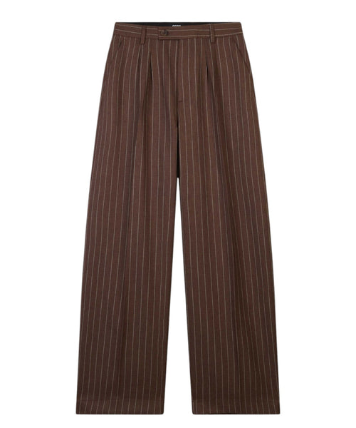 Pantaloni Preppy con Logo in Tessuto Gessato Flammé