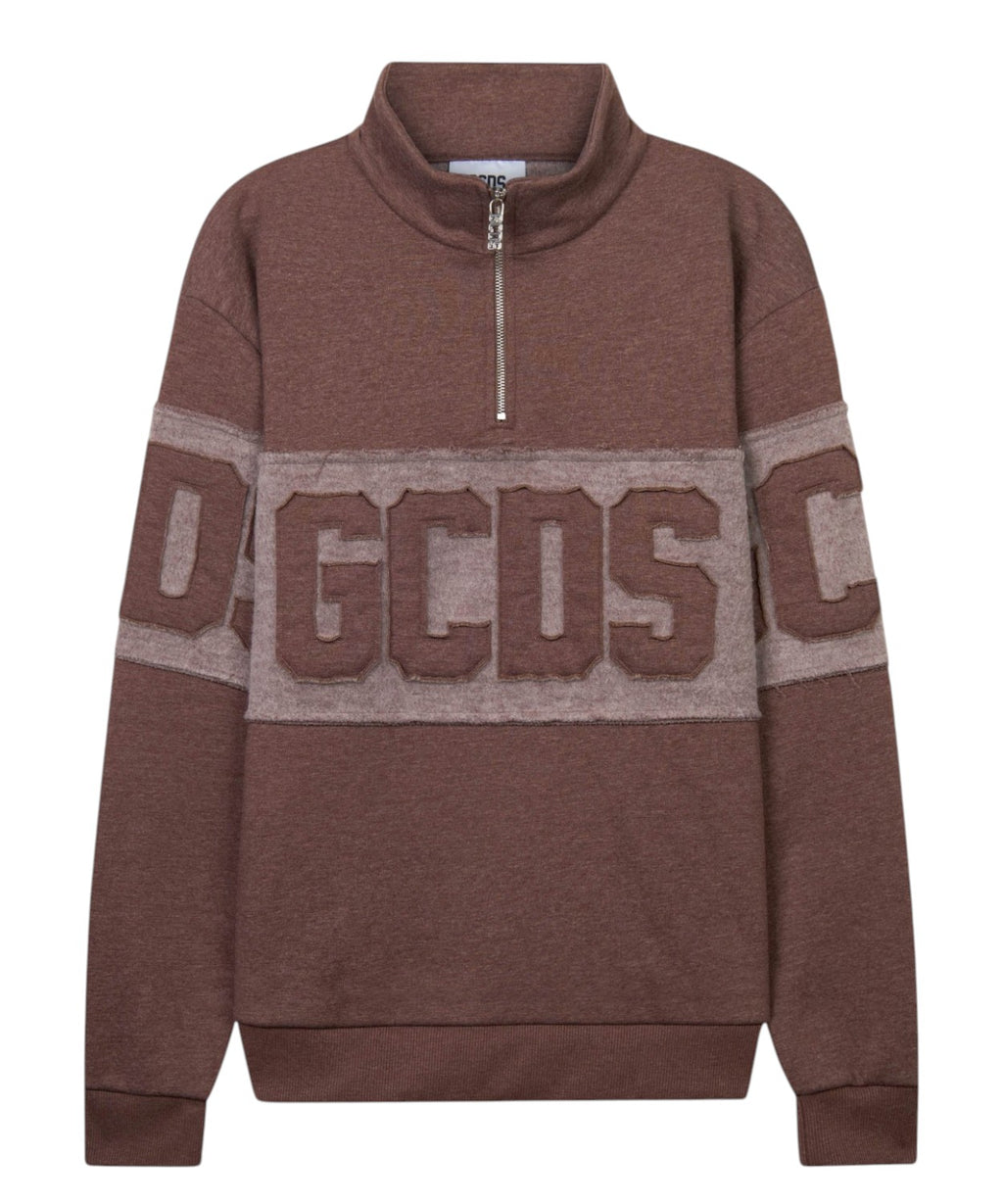 GCDS Half-Zip Sweatshirt with Raised Logo Patch