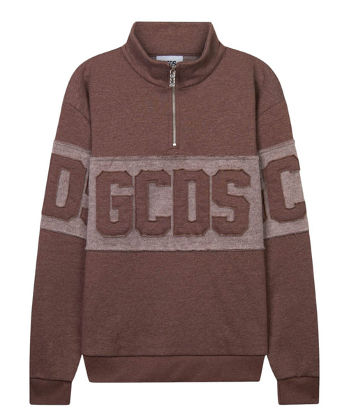 GCDS Mezzo-Zip-Sweatshirt mit erhabenem Logo-Patch