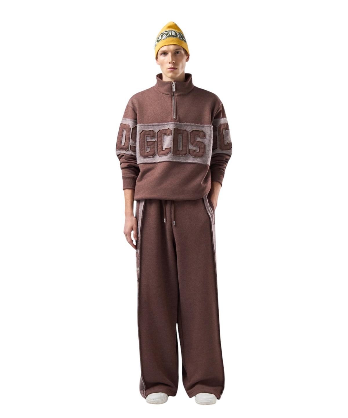 GCDS Half-Zip Sweatshirt with Raised Logo Patch