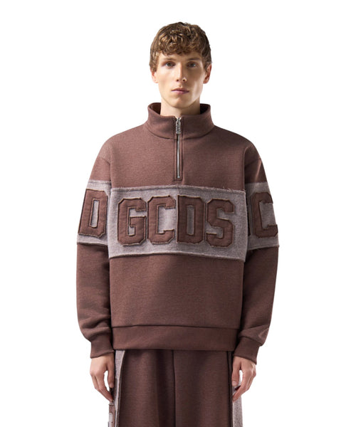 GCDS Mezzo-Zip-Sweatshirt mit erhabenem Logo-Patch