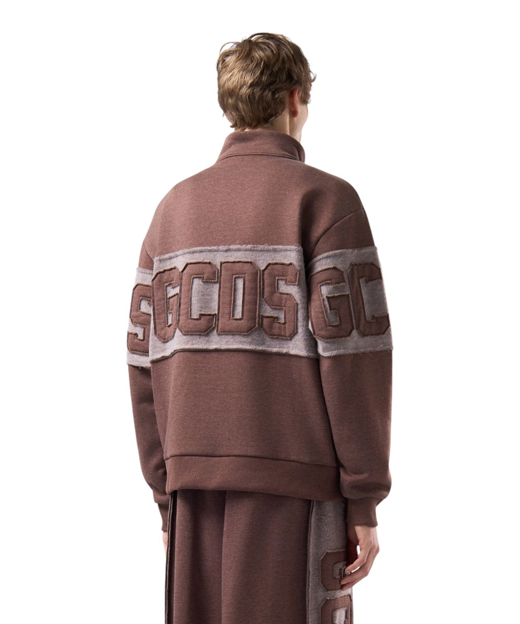 GCDS Half-Zip Sweatshirt with Raised Logo Patch
