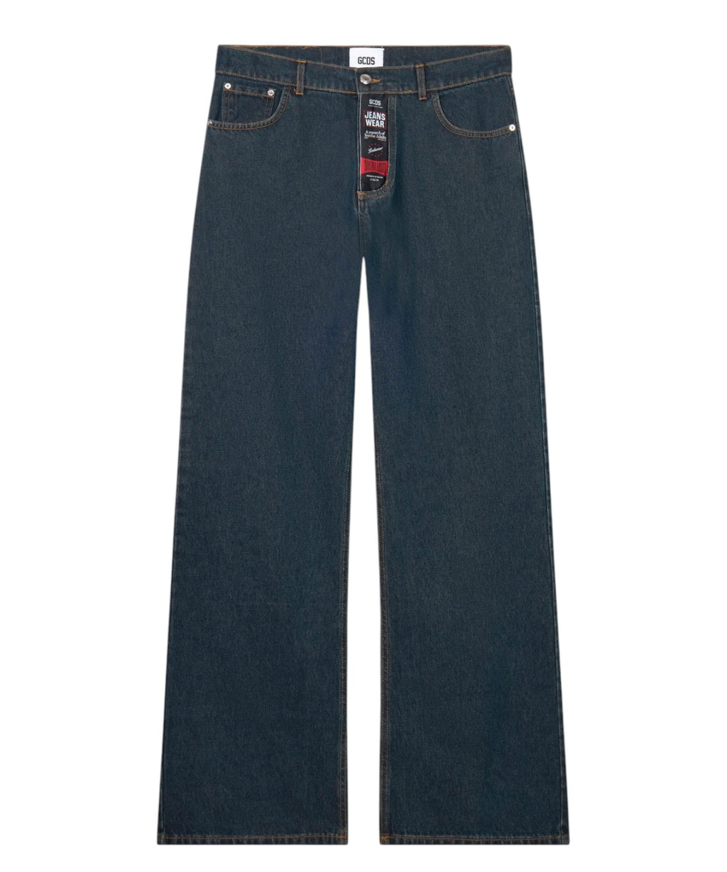 Jeans GCDS Workwear 5 Bolsos Wide Leg em Denim