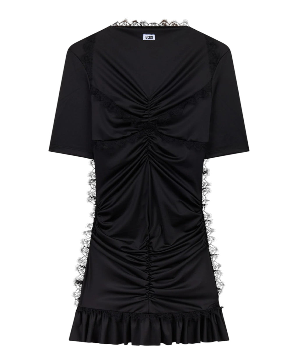 Kurzes Damenkleid in Slim Fit mit Spitzeneinsätzen