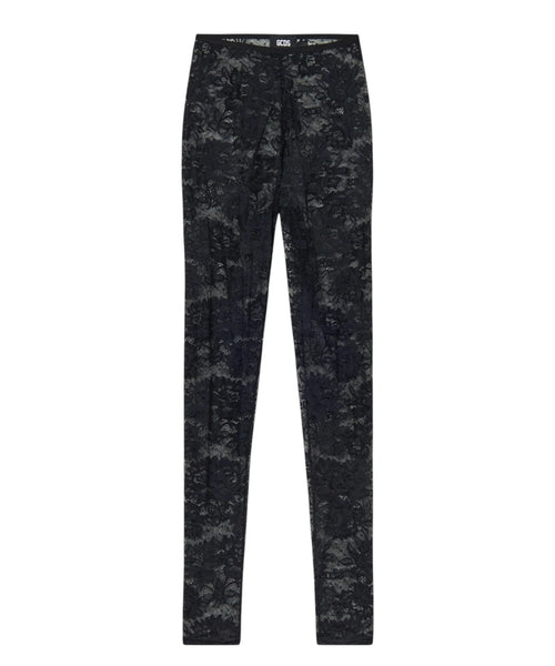 Leggings in Pizzo Elasticizzato con Logo e Motivo Floreale