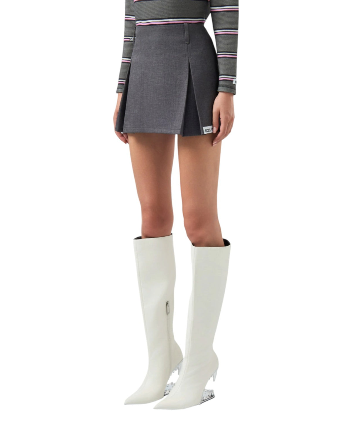GCDS Preppy-logo-minirok voor dames van gevlamd twill