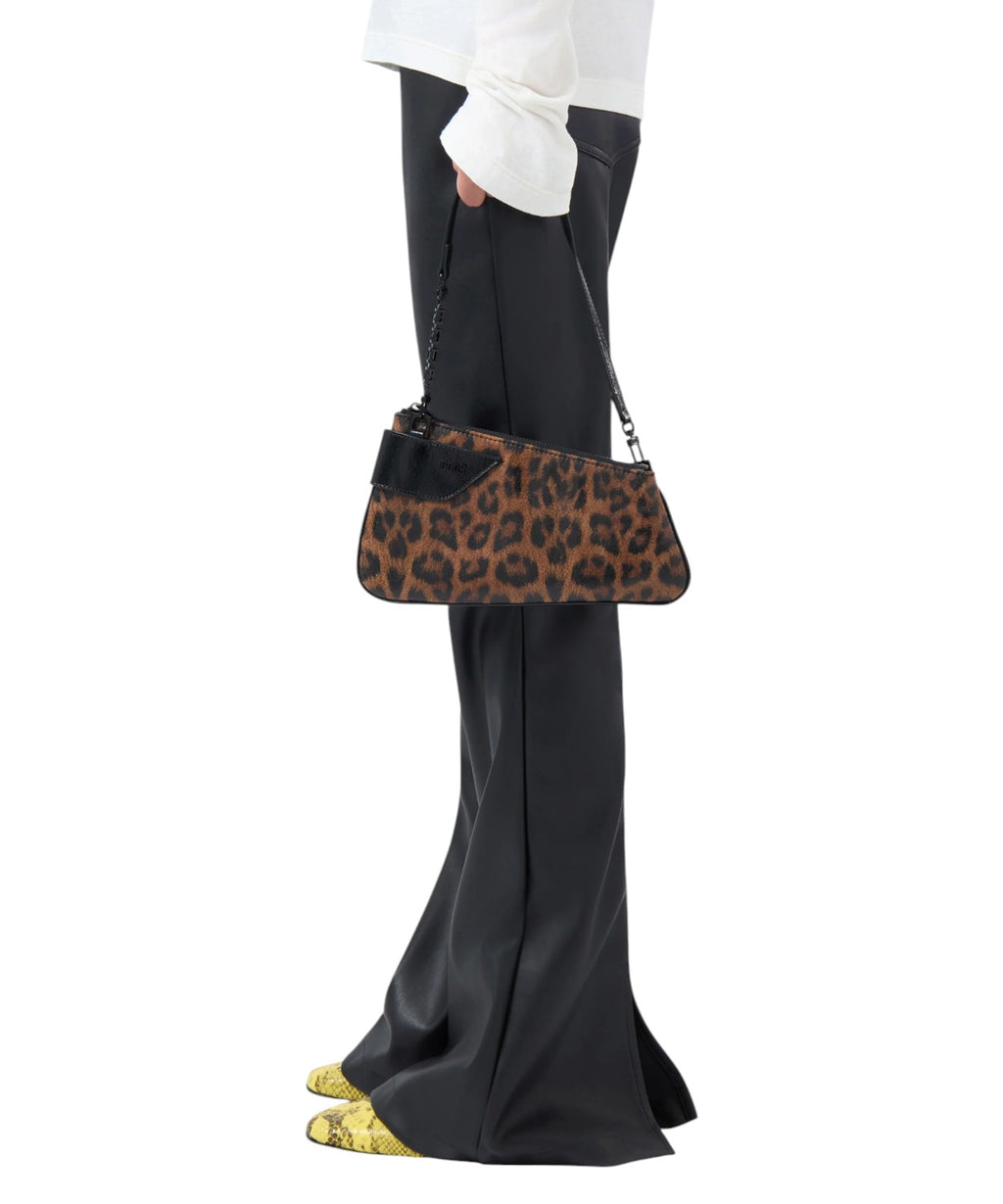 GCDS Borsa Comma Notte Leopardata con Catena Logo