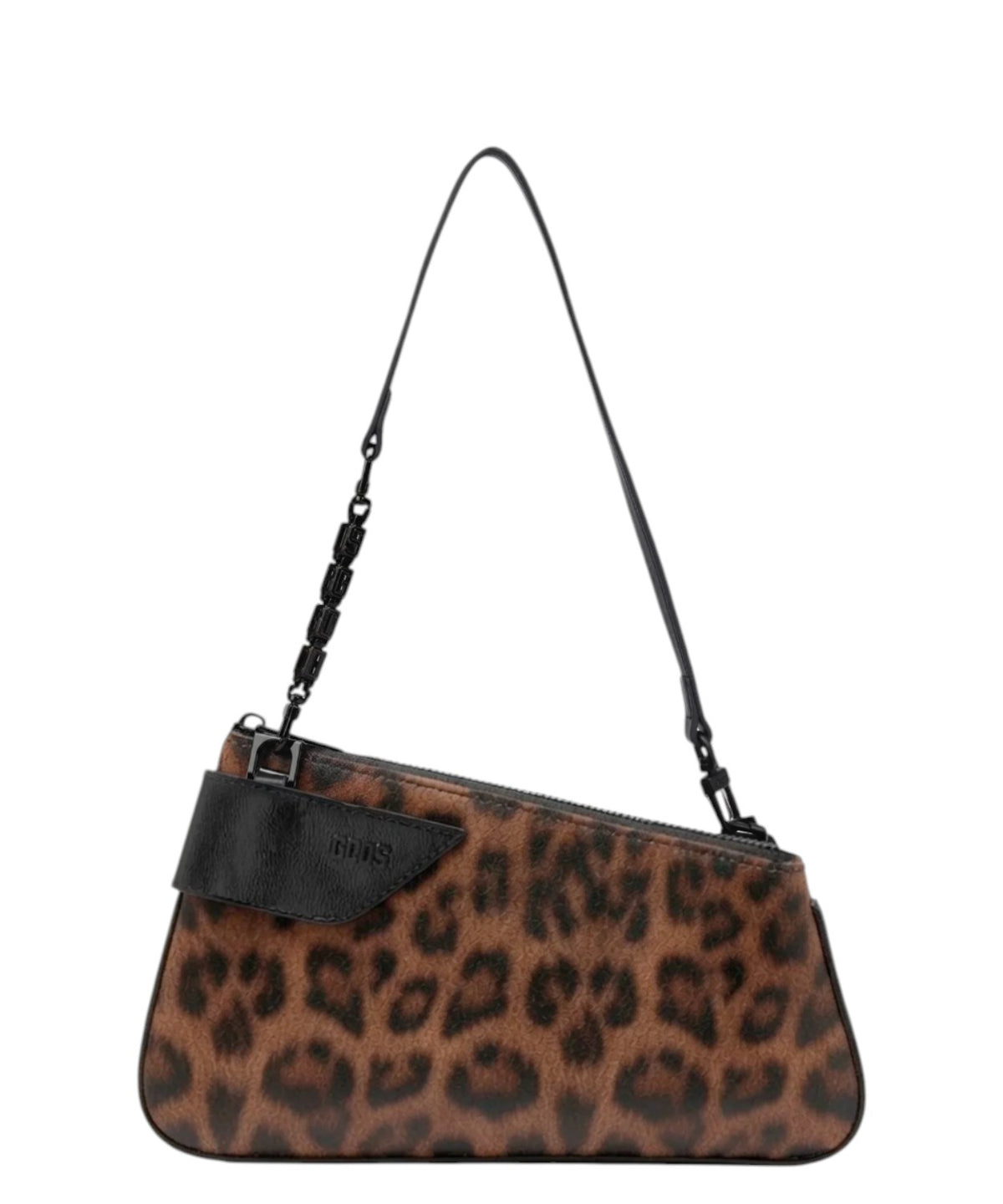 GCDS Borsa Comma Notte Leopardata con Catena Logo