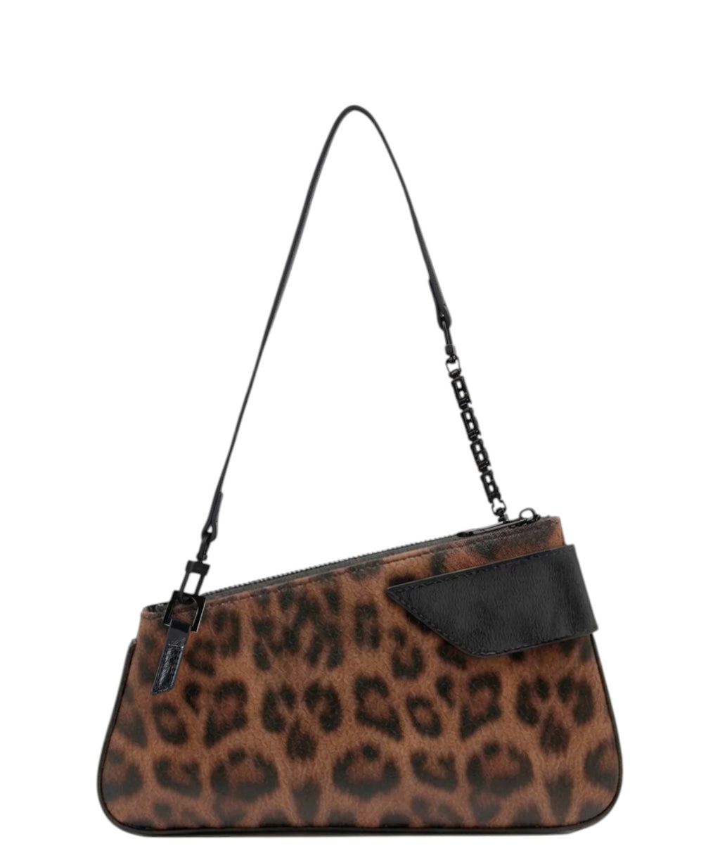 GCDS Borsa Comma Notte Leopardata con Catena Logo
