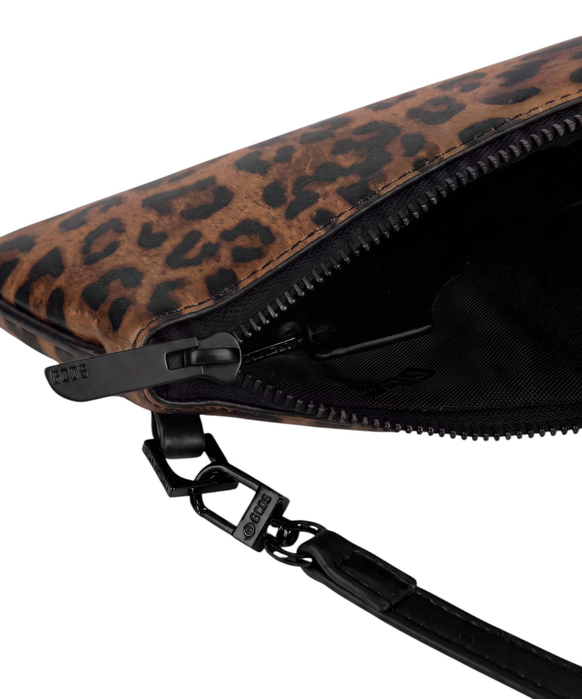 GCDS Borsa Comma Notte Leopardata con Catena Logo