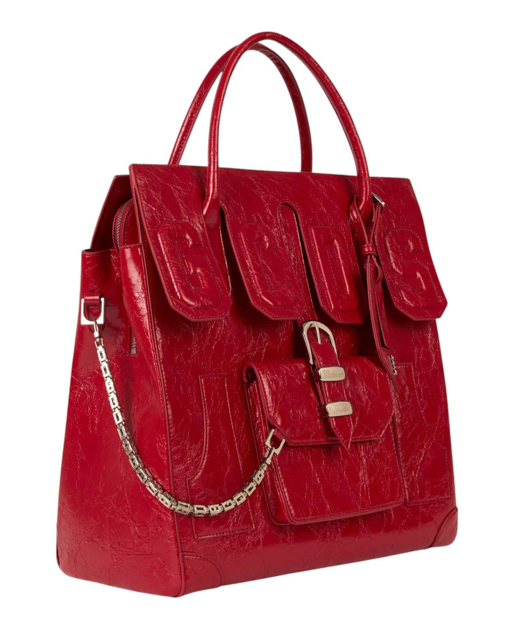 GCDS Big Man Bag Effetto Cocco con Maxi Logo
