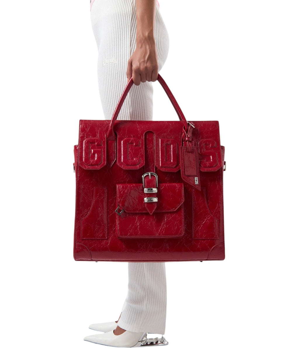 GCDS Big Man Bag Effetto Cocco con Maxi Logo